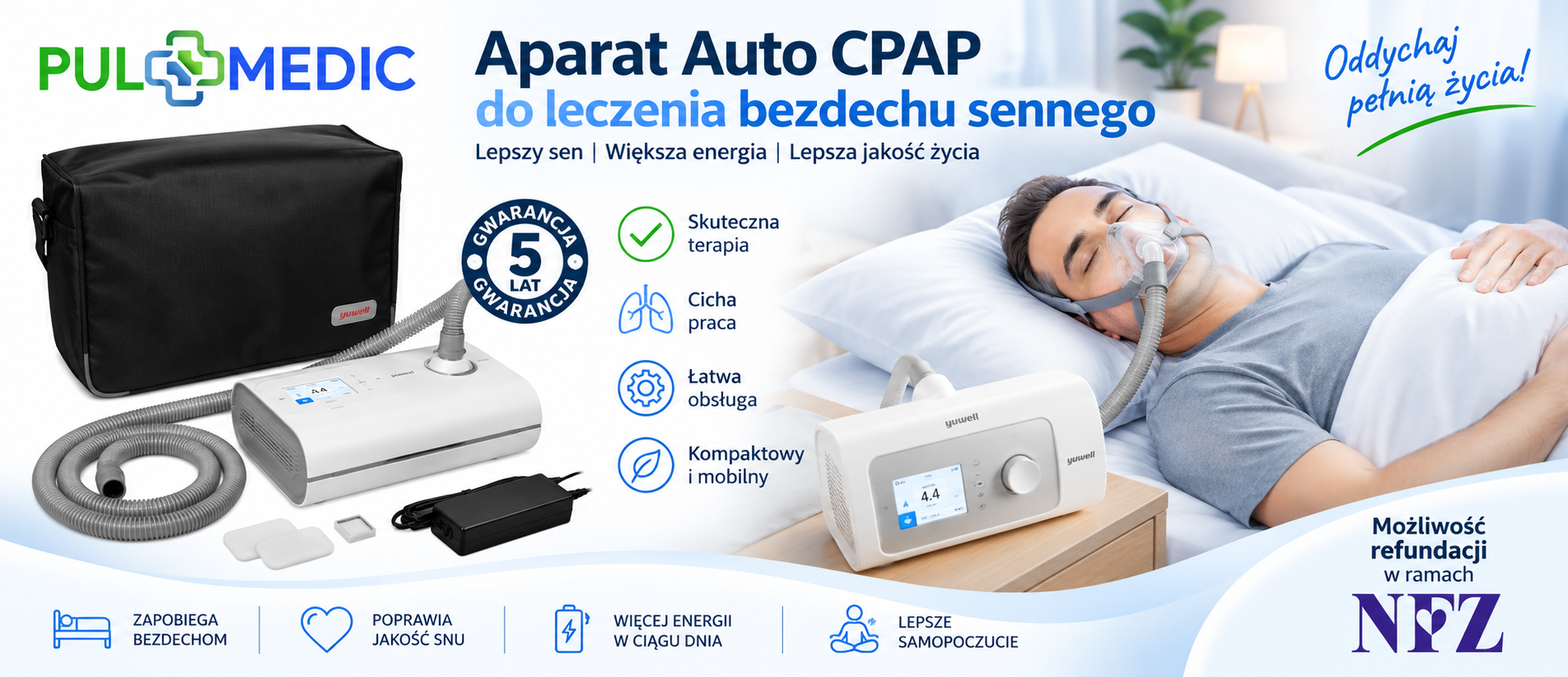 Aparat do leczenia bezdechu sennego Auto CPAP